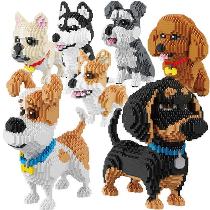 Cartoon Animal Building Blocks Creative Pet Dog And Cat Assembly Toy DIY Educational Puzzle Parent-Child Interactive Toy Cartoon