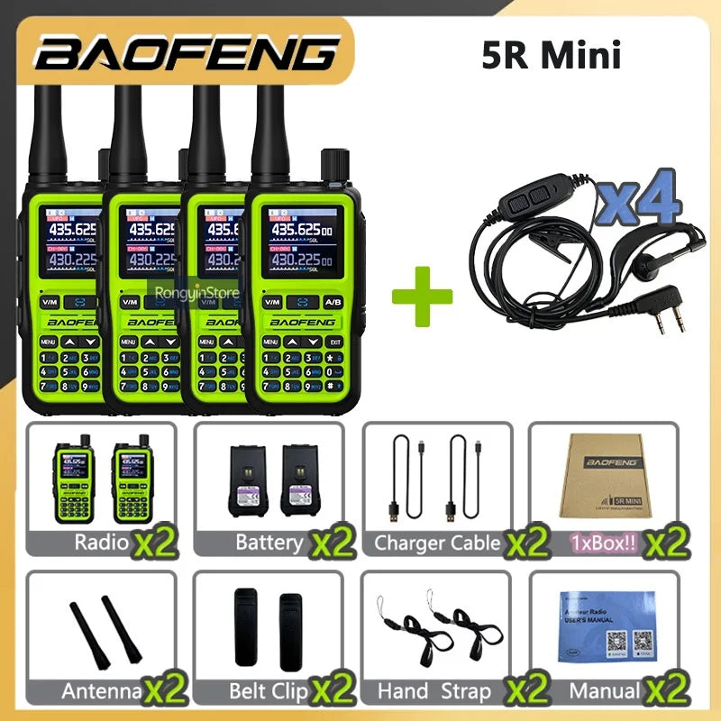 UV 5R Mini Baofeng Walkie Talkie Bluetooth 5W Dual-Band VHF/UHF USB-C Charging Fits All Team Operations For Hotel Security Camp