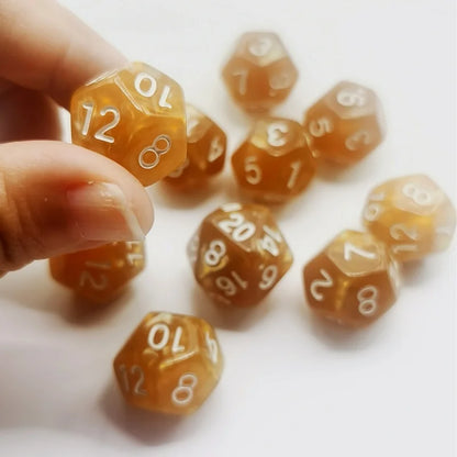 D12 12 Faces DND Dice Transparent Acrylic 12 Side Dice Set Polyhedral TRPG, Mtg, Rpg, Dice for DND or COC Game, 10PCs per Set