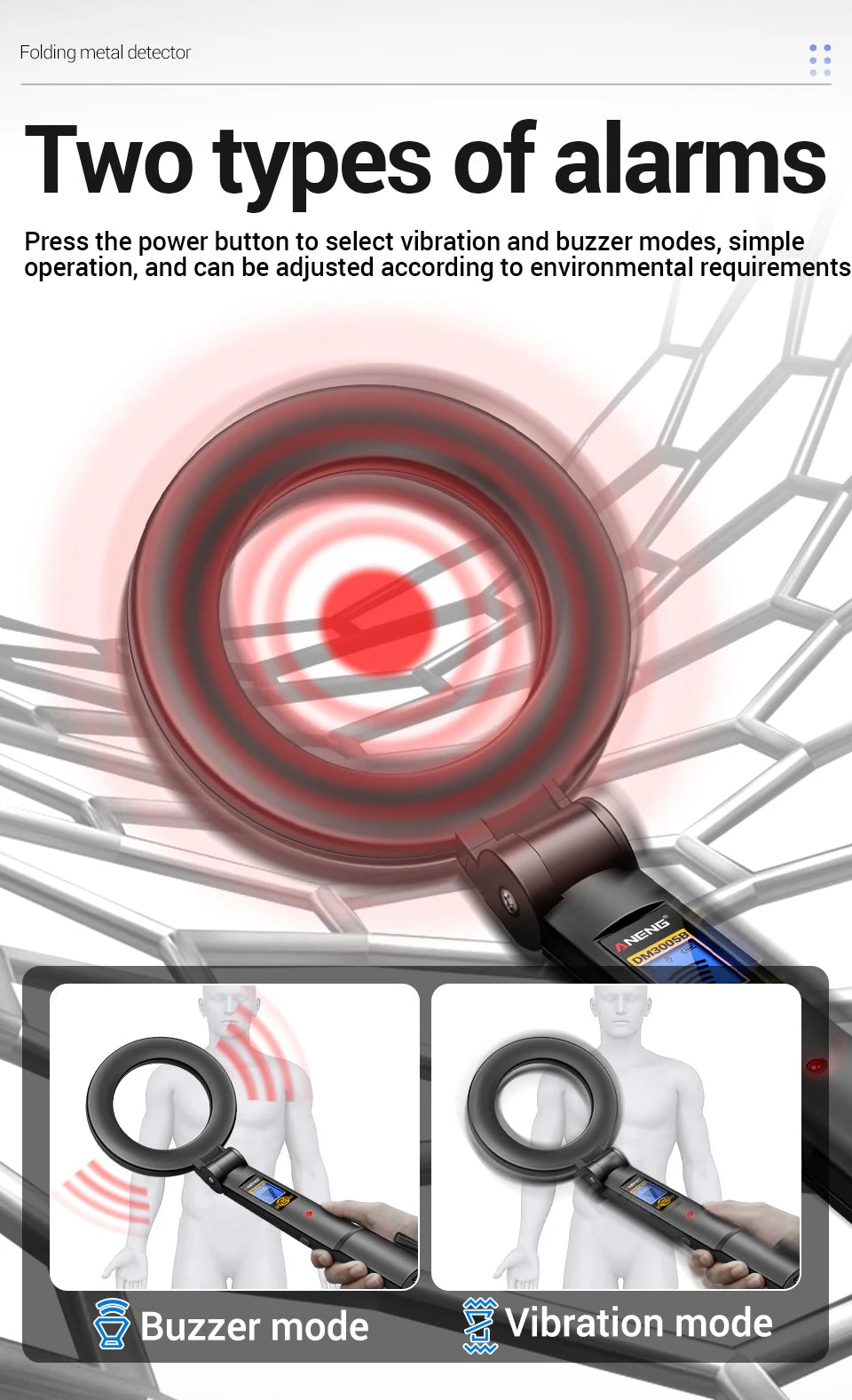 Metal Detector Handheld Beep Vibration Alarm ANENG DM3005B Airport Security Wall Circuit Check Gold Treasure Hunting Tool