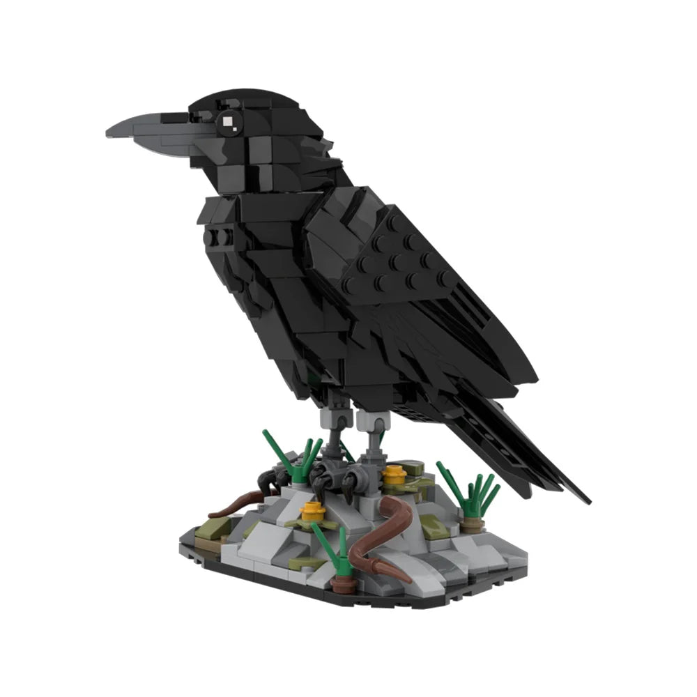 MOC Raven Model Building Blocks Sets Clever Raven Black Bird 3D Home Ornament Brick STEM Toy Adult Valentine's Day Gift