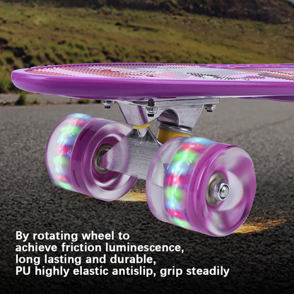 Four Wheels Skateboard Portable Children Skateboard with Four Wear Resistant Flashing Wheels for Kid Beginners Kid Skateboard