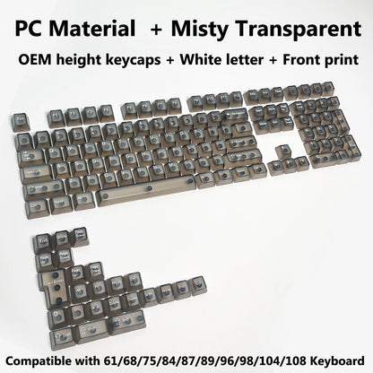 Full Sets Transparent Keycaps for Mechanical Keyboard Front/Side/None Print RGB Backlit Full/Misty Transparent Keycap 130+ Key