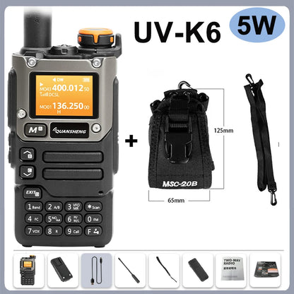 Quansheng UV-K6 Walkie Talkie 5W Radio de banda aérea Carga tipo C UHF VHF DTMF FM Scrambler NOAA Frecuencia inalámbrica Radio CB de dos vías