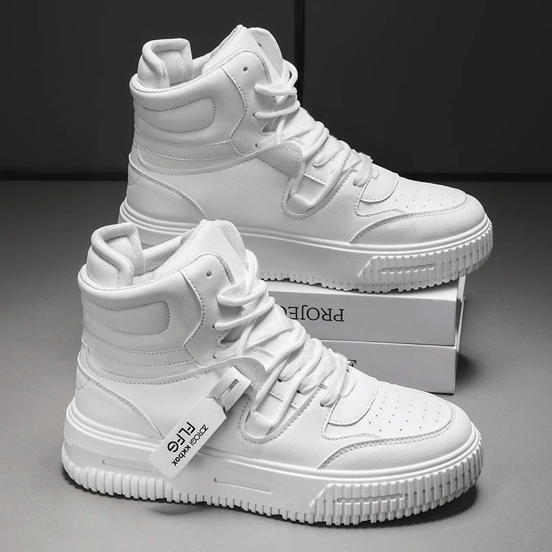 New Fashion Casual Sneakers High Top Skateboard Shoes Student Boots Men and Women Trend Wear-Resistant Two-Color Couples