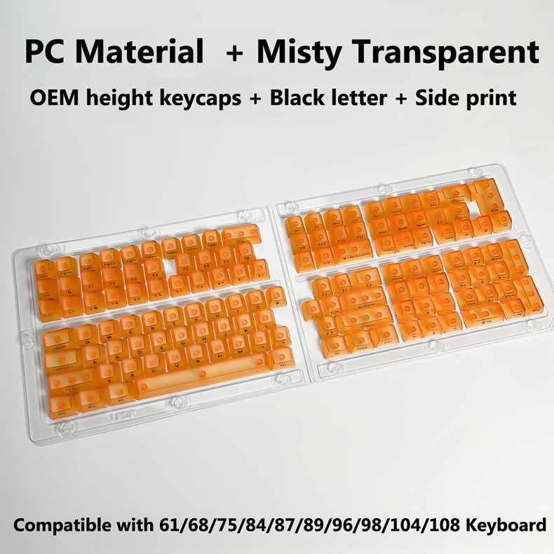 Full Sets Transparent Keycaps for Mechanical Keyboard Front/Side/None Print RGB Backlit Full/Misty Transparent Keycap 130+ Key