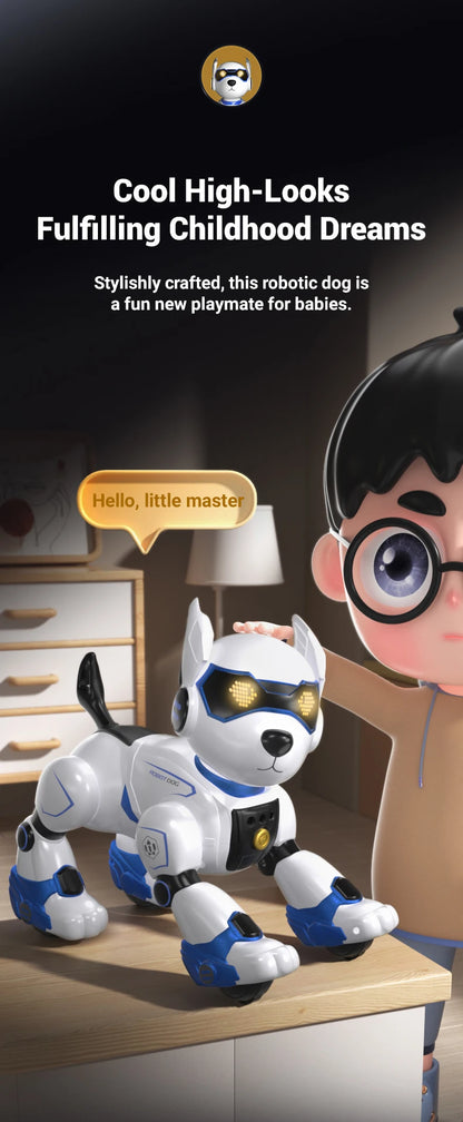Funny RC Robot Electronic Dog Stunt Dog Voice Command Programmable Touch-sense Music Song Robot Dog for Boy Girls Children Toys