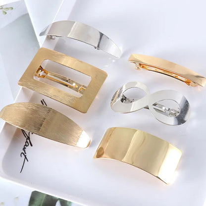 Metal Hair Clips Claw For Women Geometric Hairpin Barrettes Vintage Gold Silver Hairgrips Girls Ponytail Holder Hair Accessories
