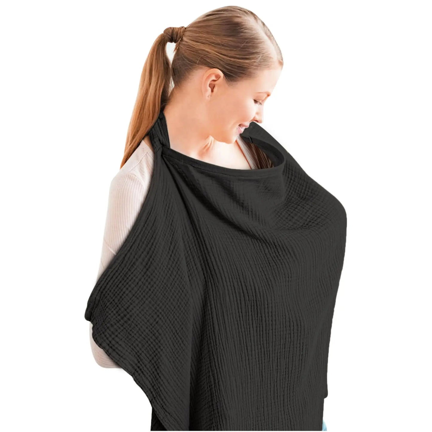 Muslin Nursing Covers for Breastfeeding, Privacy Breast Feeding Cover with Arch Neckline for Mom and Baby Nursing Apron