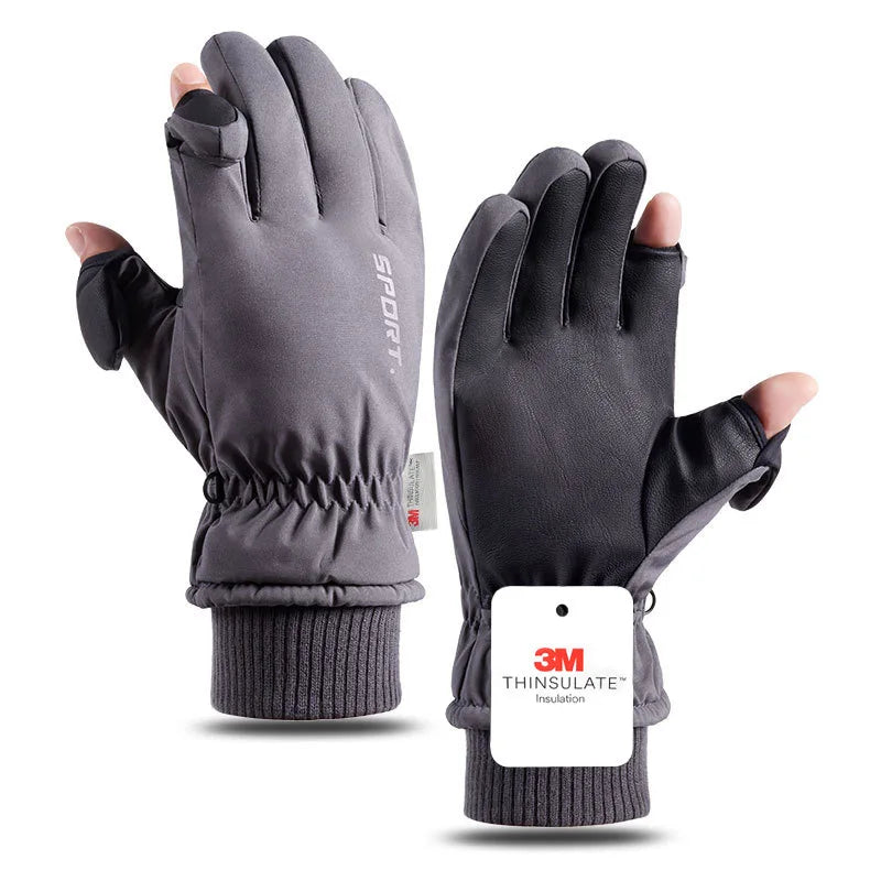 GTUBIKE Winter Warm Gloves for Outdoor Cycling Skiing Thickened Cold-Resistant Gloves Waterproof Touch Screen Camping Equipment