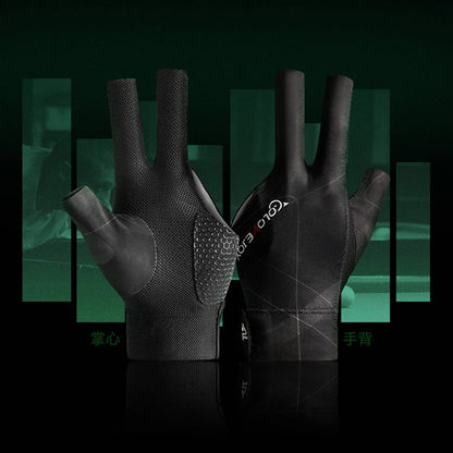 1pc Open Finger Billiard Gloves Breathable Polyester Snooker Pool Glove Adjustable Sticker Smooth Soft Lightweight Amateur Train