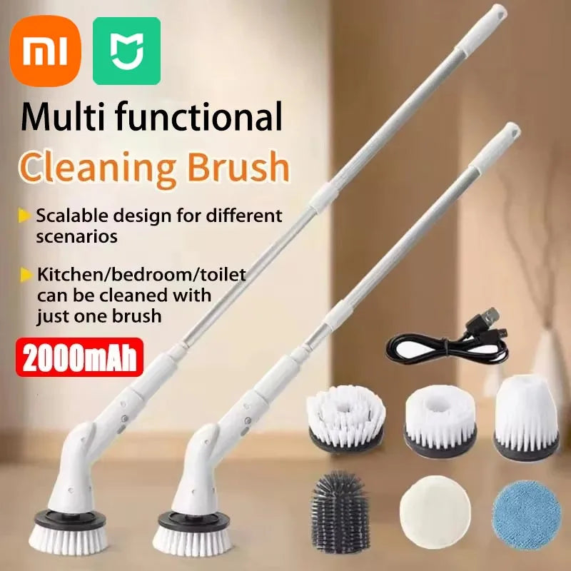 2000mAh, 6-in-1 Electric Cleaning Brush, Wireless Intelligence Rotary Cleaning Brush, Shower Clean Brush, Kitchen Bathroom, MIJIA