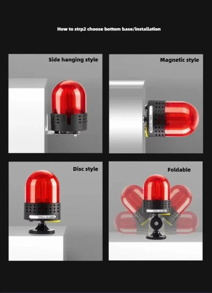 Three Sound Modes Emitting LTE-1101J Light Flashing Shiny Warning Light 120dB Volume Adjustable Magnetic Base 12V 24V 220V
