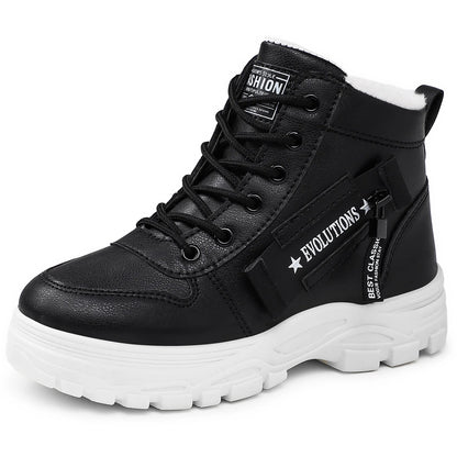 New Style Snow Boots for Men and Women Fashionable and Warm Thick Cotton Shoes Waterproof  Lace Up Mid Tube Cotton Boots 35-45