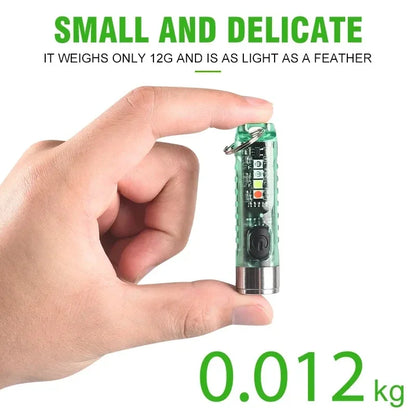 Multi-function Mini EDC LED Flashlight Portable Keychain Light MagneticTorch USB Rechargeable UV Lamp Emergency Camping Lantern