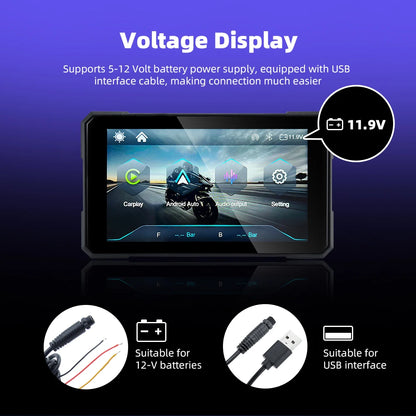 EKIY 5.0 inch Portable Digital Dashboard Motorcycle Navigation GPS Removable Display Screen Wireless CarPlay Moto Android Auto