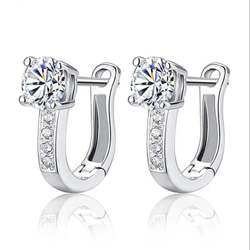 925 Sterling Silver Moon Universe Starry Sky Series Charm Earrings Women Blue Shiny Zircon Daily Wear Jewelry