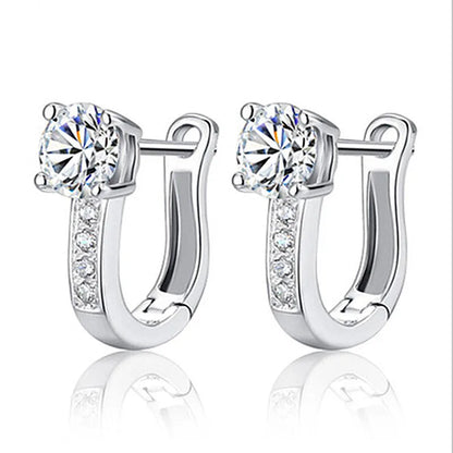 925 Sterling Silver Moon Universe Starry Sky Series Charm Earrings Women Blue Shiny Zircon Daily Wear Jewelry