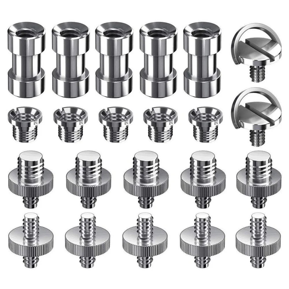 Camera Male to Female Conversion Screw 1/4" 3/8" Inch 20-Thread Fixed Mount Converter for DSLR Light Stand Tripod Ballhead
