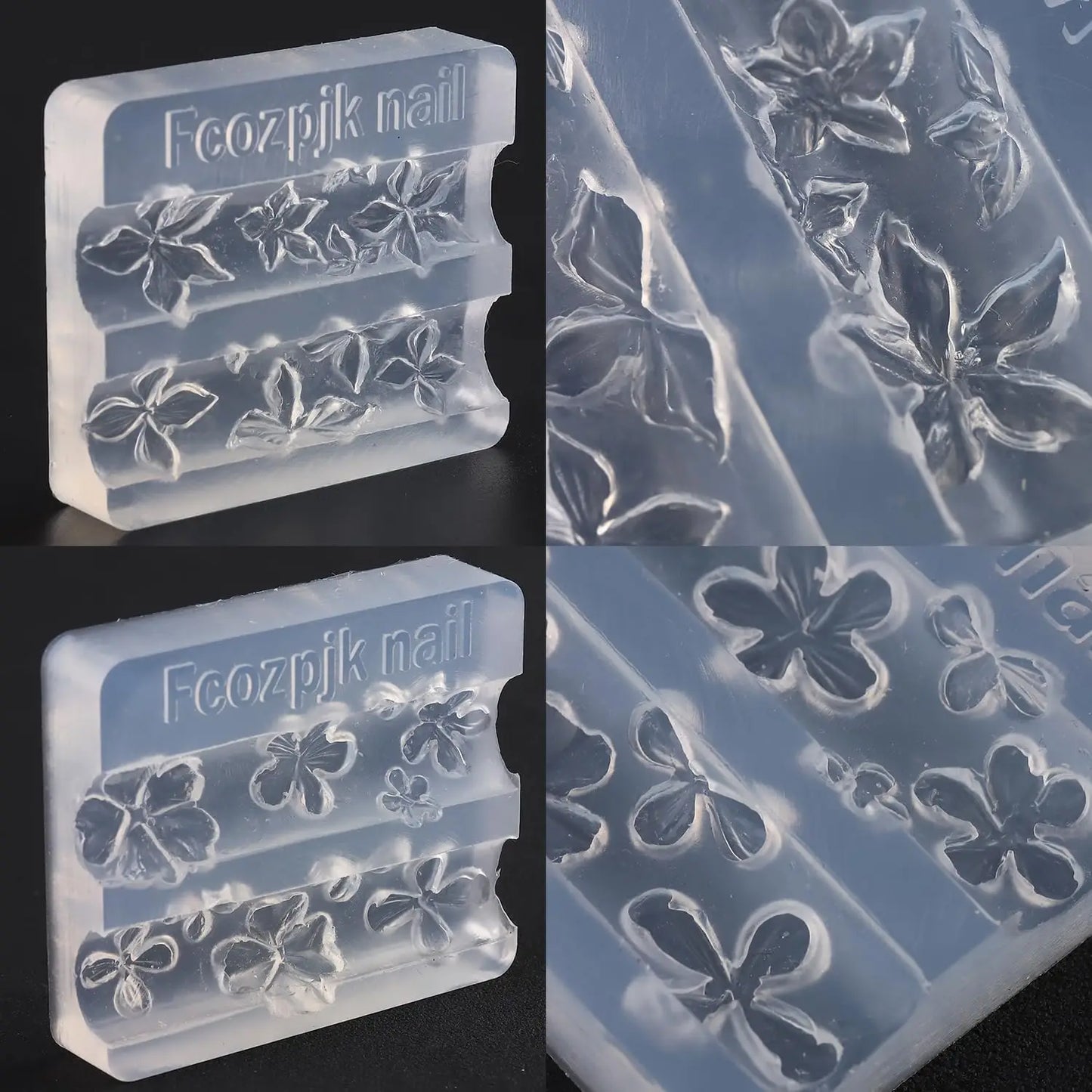 3D Silicone Flower Nail Carving Mold Acrylic Lily Hibiscus Floral Stamping Plate Nails Stencils Five-Petal Blossom Nail Template