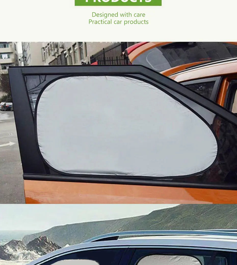 Car Sun Shade UV Protector, Reflective Fabric Car Window Sunshade, Front Rear Back Window Sun Visor, Summer UV Protection, SEAMETAL