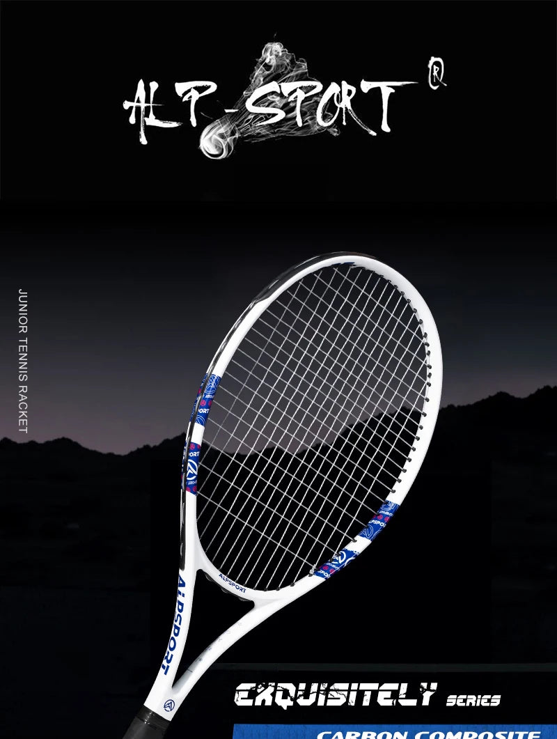 Carbon Fiber Tennis Racket, T800 18K-Professional Grade with Bag&Strap Lightweight Training Racquet for Adults Men&Women, ALPSPORT