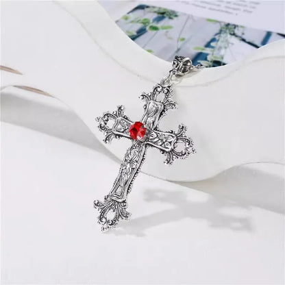 Y2K Gothic Punk Crystal Cross Pendant Necklace for Women Men, Clavicle Chain Lolita Choker Necklaces, Jewelry Gorgeous Party Gifts