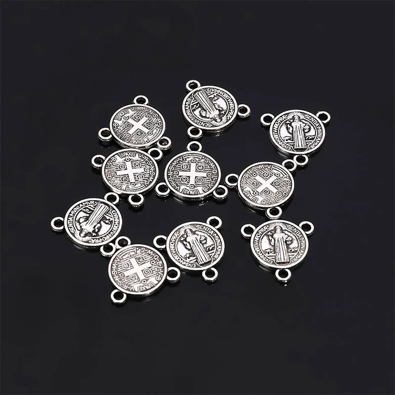 10 Pieces/Catholic Rosary Gold Plated Connector Necklace Bracelet Connector, Many Jesus Christ Statue Necklace Bracelet Triangle