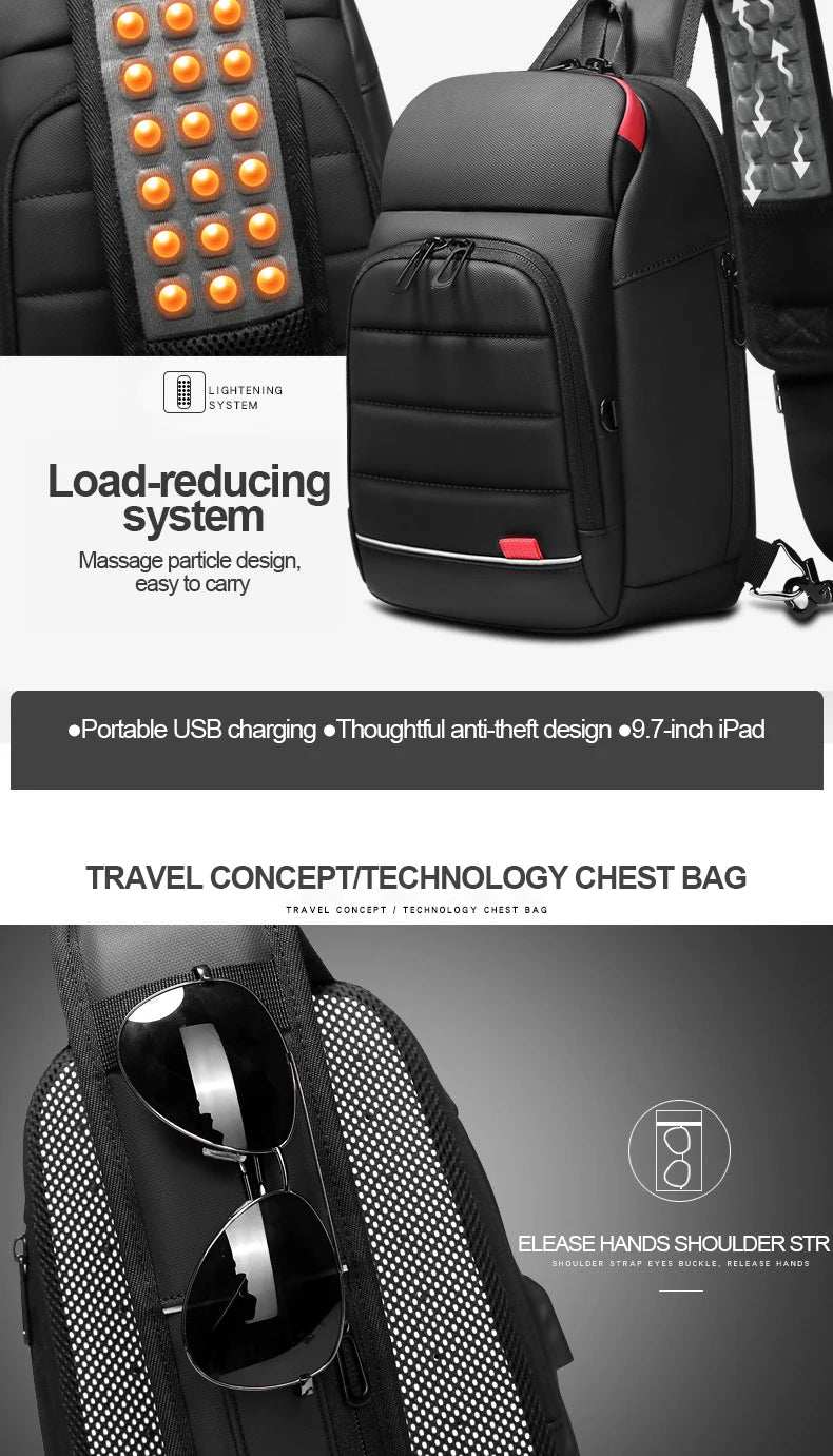 SWISS MILITARY Chest Bag Men's One Shoulder Crossbody Bag Large Capacity Outdoor Sports And Leisure Fashion Small Shoulder Bag