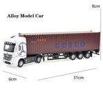 1:50 Diecast Alloy Truck Head Model Toy, Container Truck Pull Back With Light Engineering, Transport Vehicle Boy Toys For Children