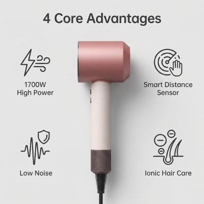 High Wind Home Negative Ion Silent Hair Dryer 1700W Intelligent Sensing Easy Hair Care Say Goodbye to Hot Hair Troubles