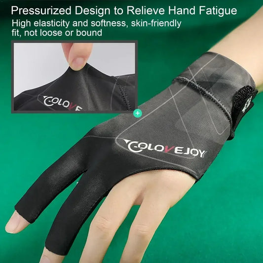 1Pc, Open Finger Billiard Gloves, Breathable Polyester Snooker Pool Glove, Adjustable Sticker, Smooth Soft Lightweight Amateur Training