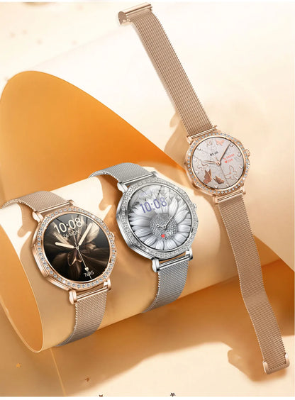 Luxury Women's Smartwatches Diamond Dial Fashion Smart Watch Heart Rate Monitor Sleep Tracking IP67 Waterproof For Android & IOS