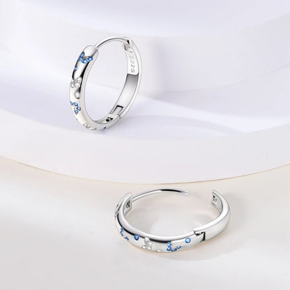 925 Sterling Silver Colored Zirconium Stars Hoop Earrings For Women Jewelry, Anniversary WeddingMaking Jewelry Gift