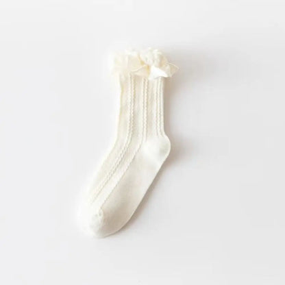 Cotton Women's Socks Frilly Ruffle Socks Spring Summer Casual Ankle Short Boat Socks Loose Knit Solid Color Mid-Calf Socks
