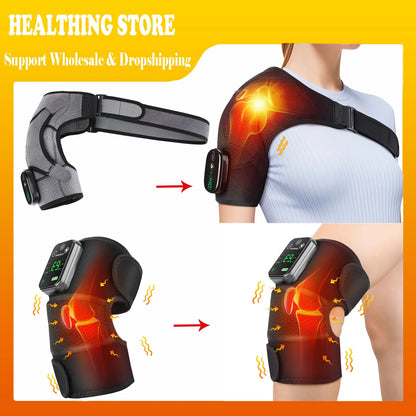 3-in-1 Heated Vibration Massager for Knee, Shoulder, and Elbow - 3 Heat Levels, 3 Vibration Modes, Non-Slip Wrap Design