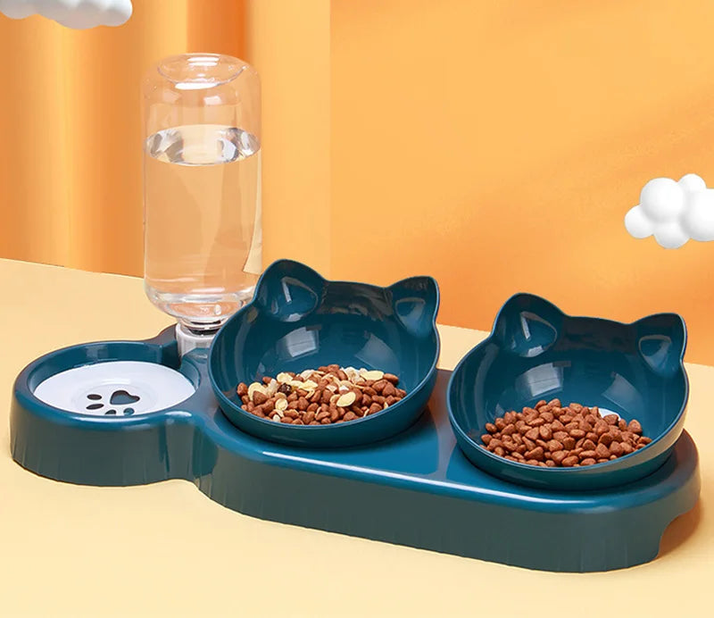 3 in 1 Cat Feeder, Automatic Water Dispenser, Double Bowl, Pet Bowl for Small Dogs Cats, Pet Food Container, Cat Accessories