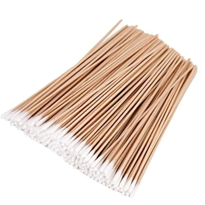 100/200Pcs, Swabs, 6'' Long Wood Handle Sturdy Cotton Applicator, Swab Q-tip, Natural Cotton Swabs