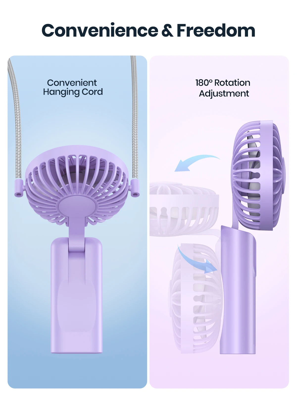 TOPK K38 Portable Handheld Fan,5000mAh 3 in 1 Multifunction Personal Travel Neck Fan with Digital Display,90° Foldable Desk Fan