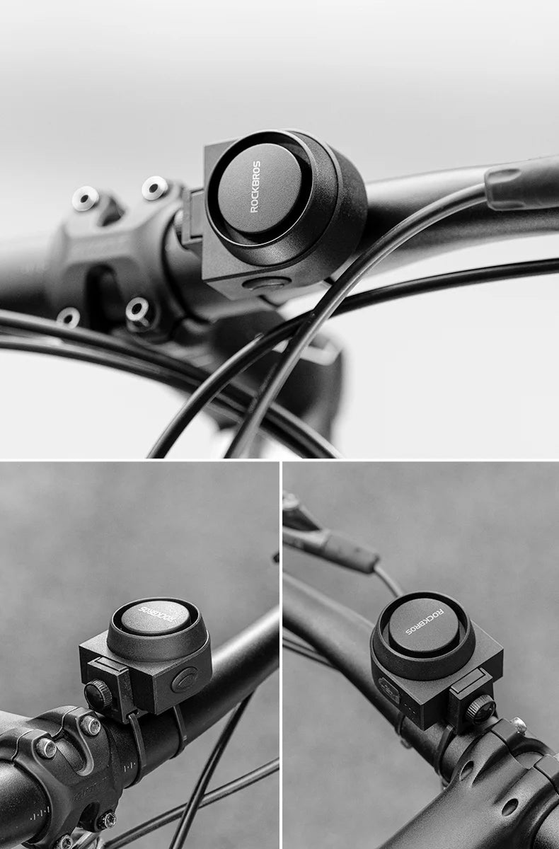 ROCKBROS Bicycle Bell Type-C Vibration Anti-Theft Electric Bike Alarm Horn with Wireless Remote Control Security Alarm System
