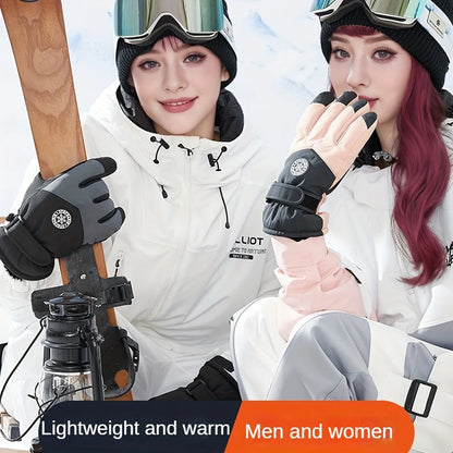 Autumn and winter women's gloves touch screen windproof and warm riding snow play men's and women's warm gloves