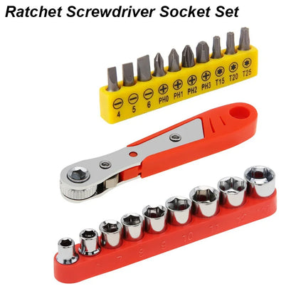 Right Angle Ratchet Wrench Screwdriver Socket Nut Set Metric Screwdriver Bit 1/4 Hexagon Handle Drive Torx Slot Hand Tool 90