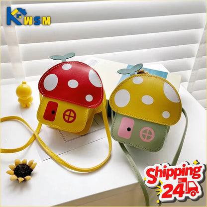Bolso de hombro cruzado para niños con diseño de hongo, cartera para niños, estilo coreano, bolso de mano informal, de 1 a 8 unidades