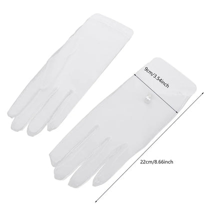 Sexy Transparent Black White Mesh Tulle Glove, Spring Summer Thin Short Glove, Party Dancing Dress Wedding Glove, Lolita New