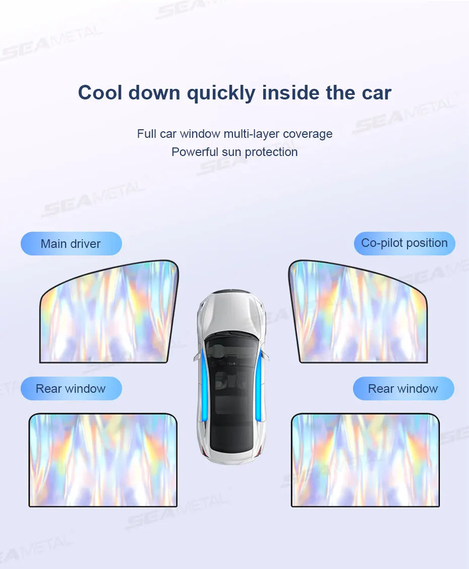 SEAMETAL Magnet Car Side Window Curtain Summer Cooling Car Sunshades UV Protector for Front/Back Window Car Styling Accessories