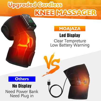 Thermal Knee Massager 3-in-1 Shoulder, Knee, and Elbow Heating Massage Support Brace Rechargeable Vibration Pad Machine Muscle Relaxer