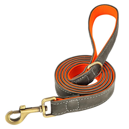 Customized Leather Dog Collar Leash Set, Soft Padded Leather Collar For Small Medium Large Dogs With Free Engraved Nameplate