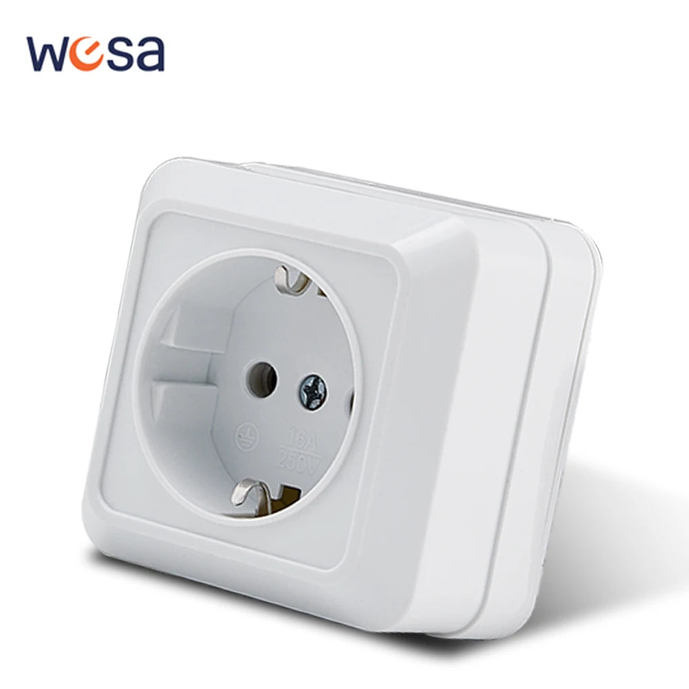 WESA Wall Mount Button Switch Classic Plastic Surface 1 Gang 1 Way Vintage Outdoor White Wall Exterior Switch On And Off