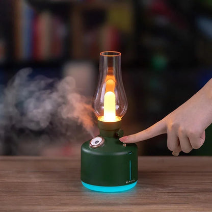 Nuevo humidificador de aire con lámpara retro de vela, difusor de aroma inalámbrico, aceite esencial recargable, 7 luces de colores, niebla fría para el hogar