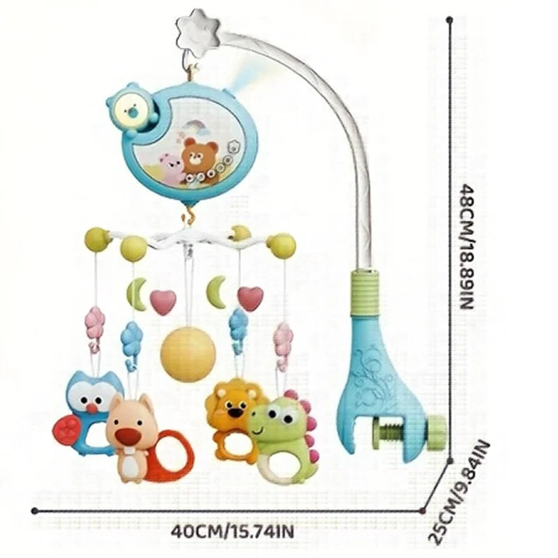 360° Musical Baby Crib Mobile Rotating Night Light Bed Bell Toy Four Speed Timing Hanging Infant Newborn Rattle Bedside Gift